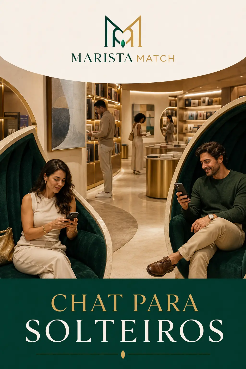Adultos conversando em chat para solteiros com ambiente elegante