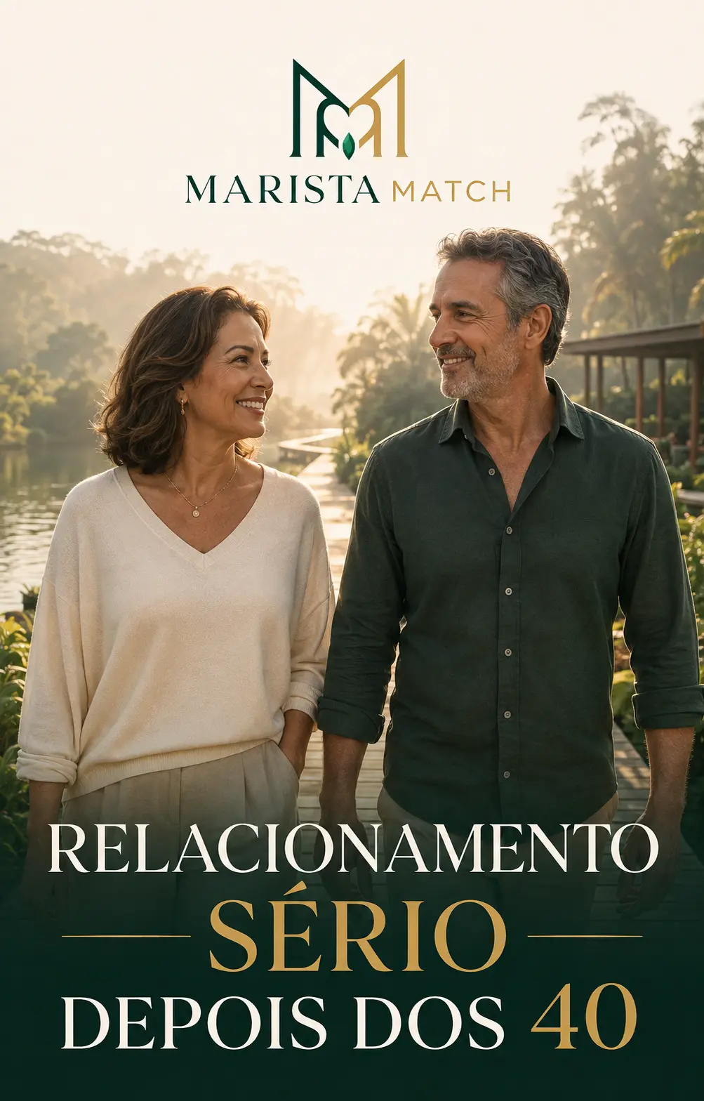 Casal maduro feliz simbolizando relacionamento sério depois dos 40