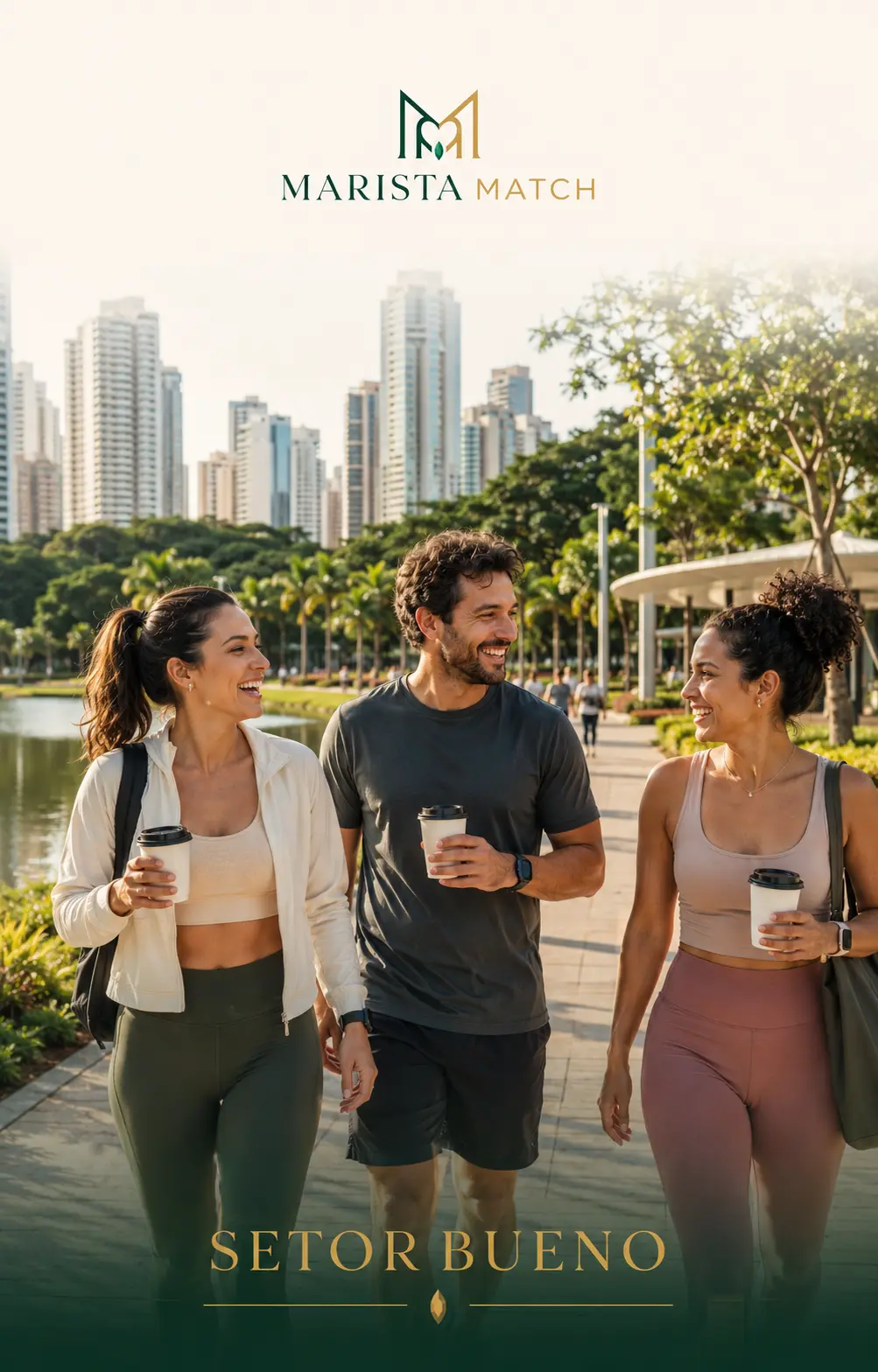 Adultos conversando próximo ao Parque Vaca Brava no Setor Bueno