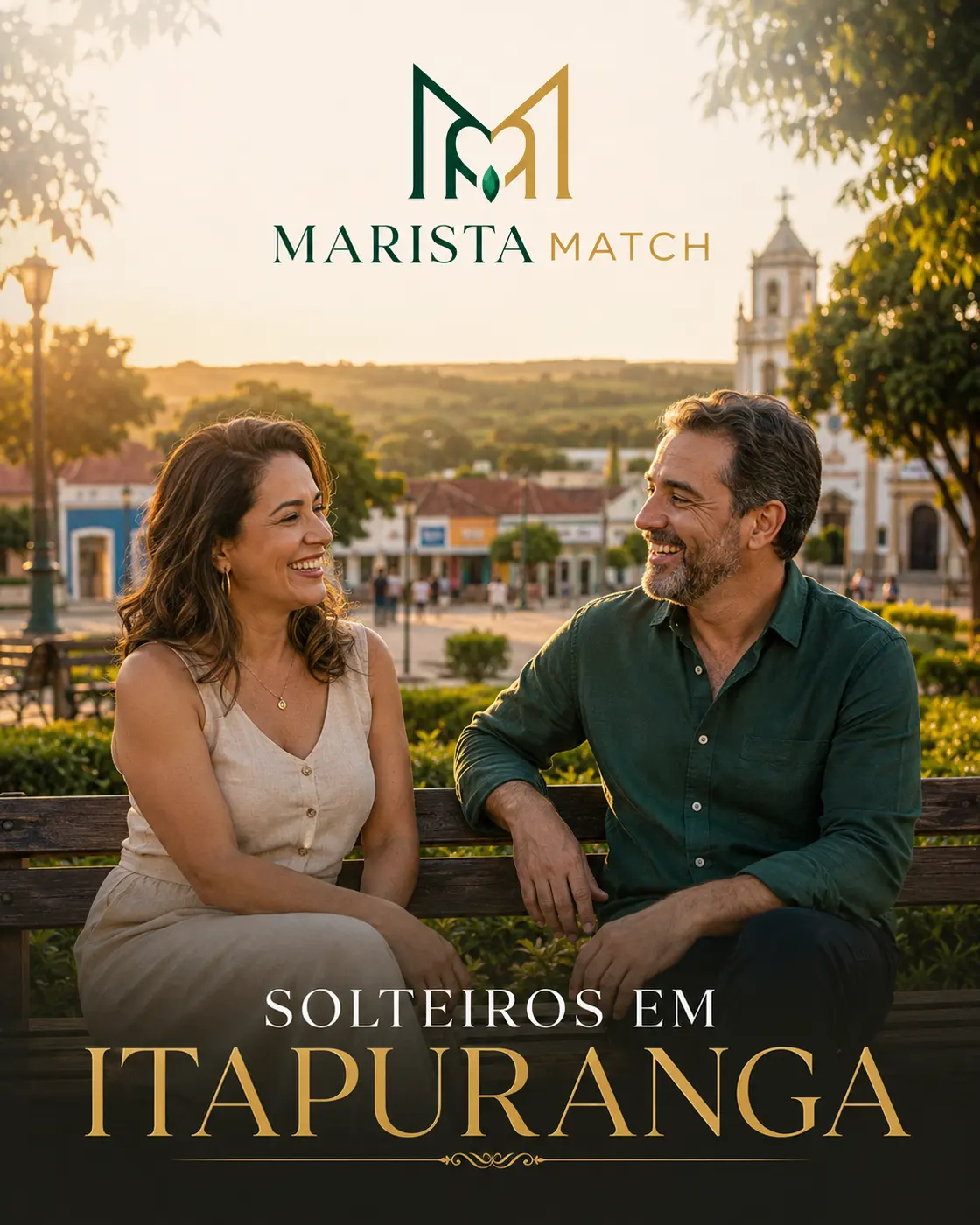 Casal adulto feliz em cenário urbano de Itapuranga Goiás