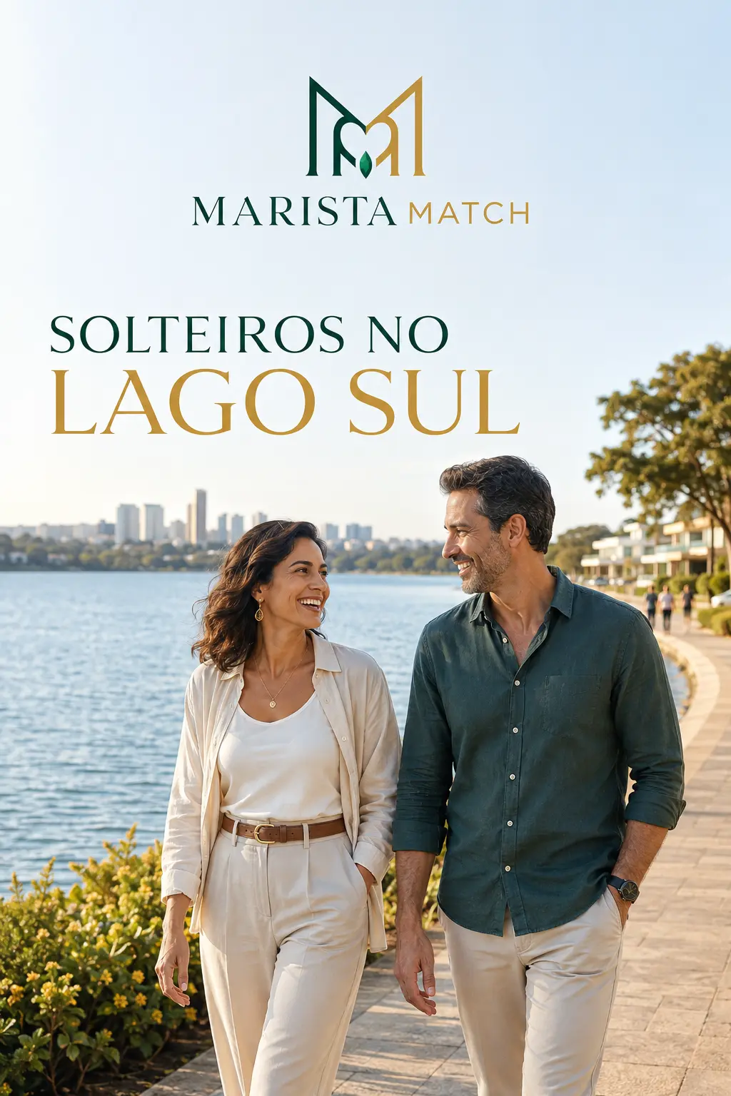 Casal adulto caminhando no Lago Sul em Brasília